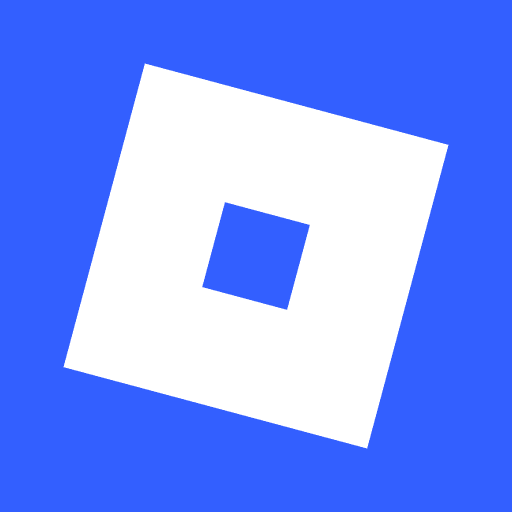 Белый знак Roblox на синем фоне